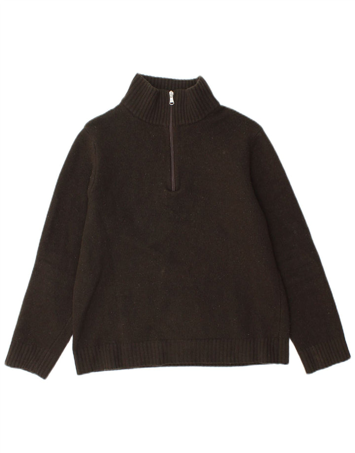 BENETTON Damski sweter z zamkiem błyskawicznym, mały khaki, nowa wełna