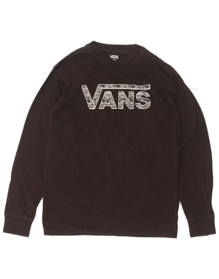 Męski top z grafiką Vans z długim rękawem, mały, czarny, bawełniany