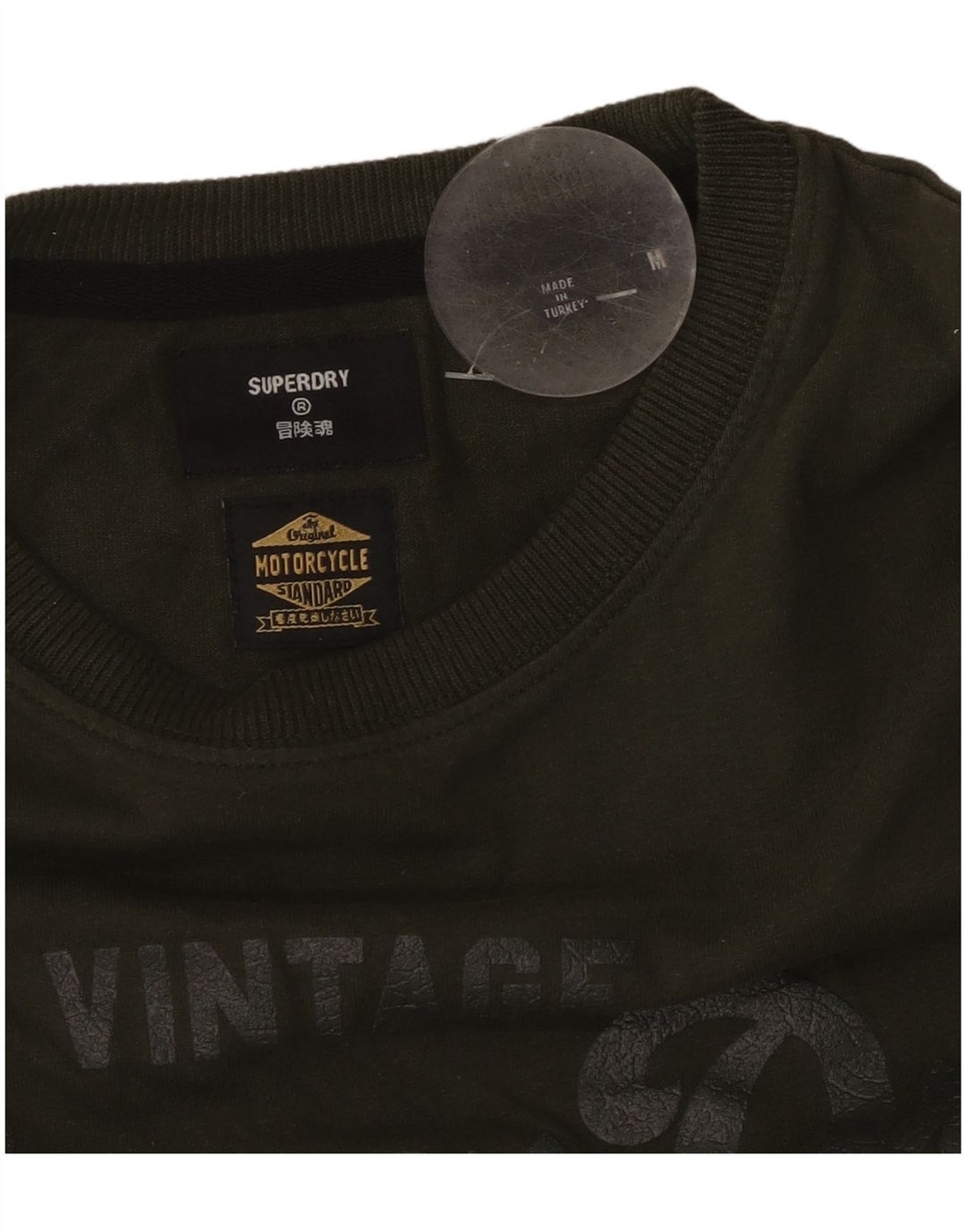 SUPERDRY Męski T-shirt z grafiką motocyklową, średni khaki