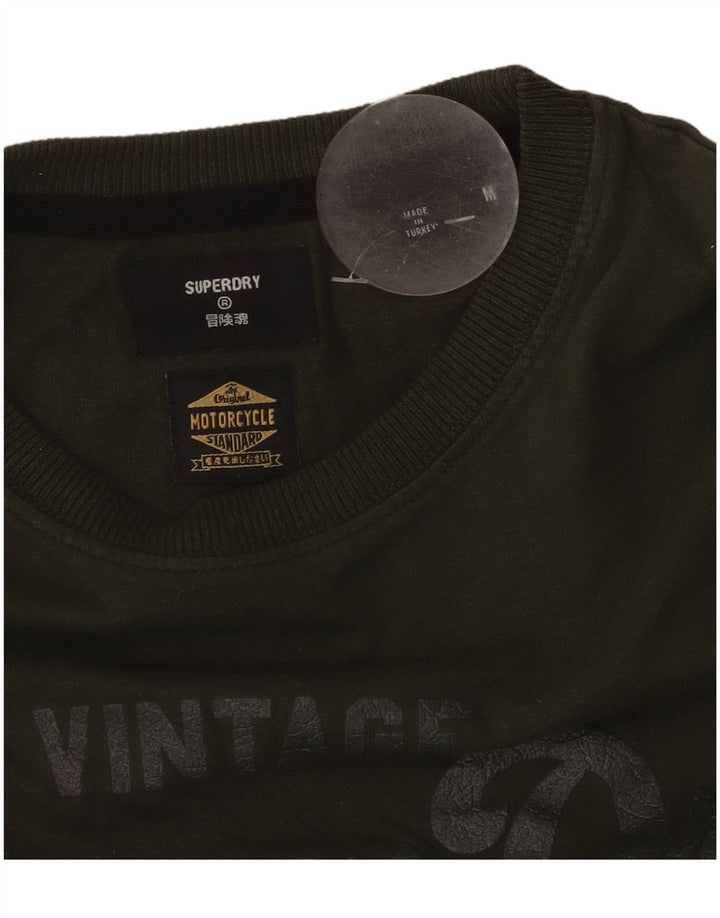 SUPERDRY Męski T-shirt z grafiką motocyklową, średni khaki