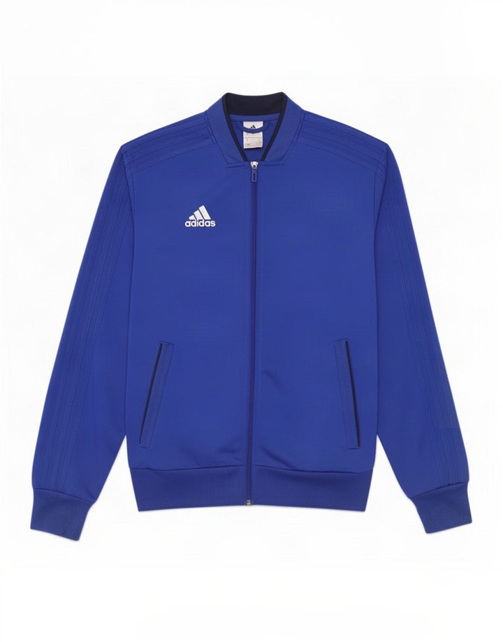Adidas Męska bluza dresowa, mała, niebieska, poliestrowa