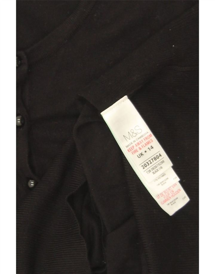 Marks & Spencer Damski sweter kardigan UK 14, duża, czarna wiskoza