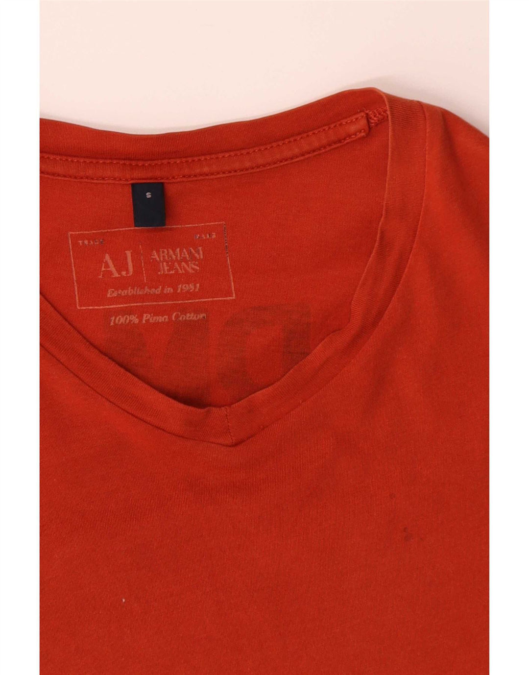 Męska koszulka z grafiką Armani Jeans, mała, pomarańczowa, bawełniana