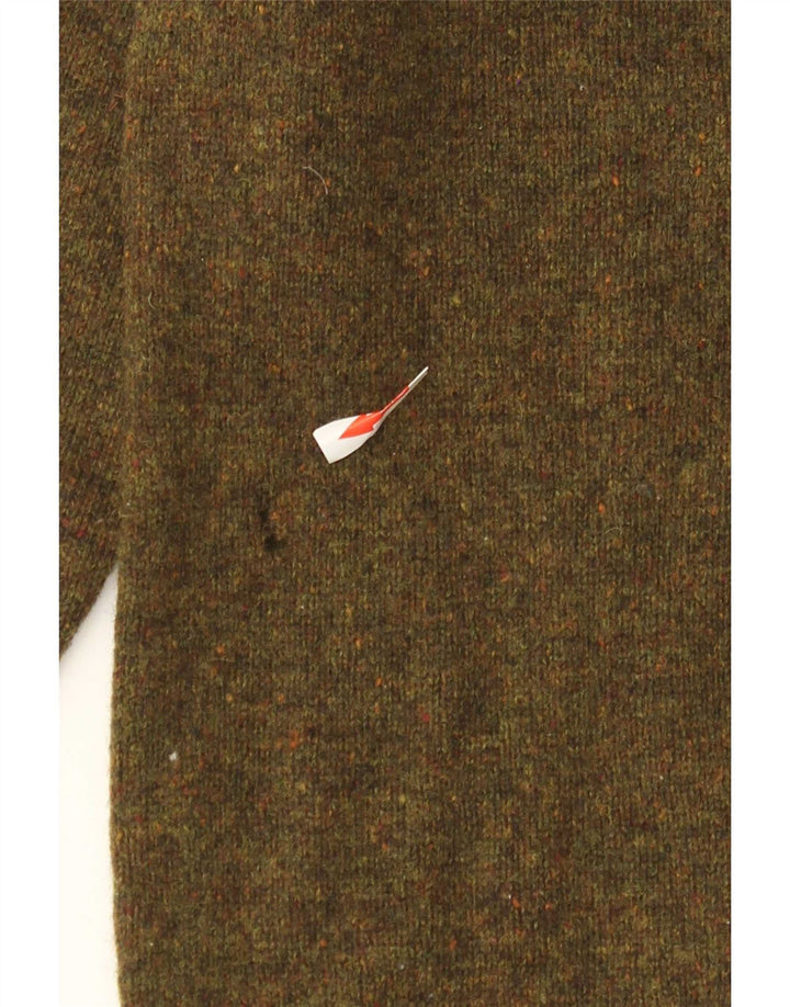 Męski sweter z okrągłym dekoltem Fred Perry, mała wełna owcza w kolorze khaki