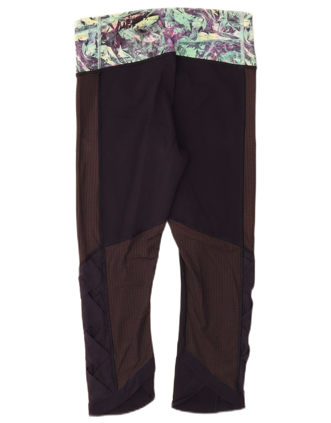 Damskie legginsy Capri Lululemon US 6 Średni granatowy nylon z blokami kolorów