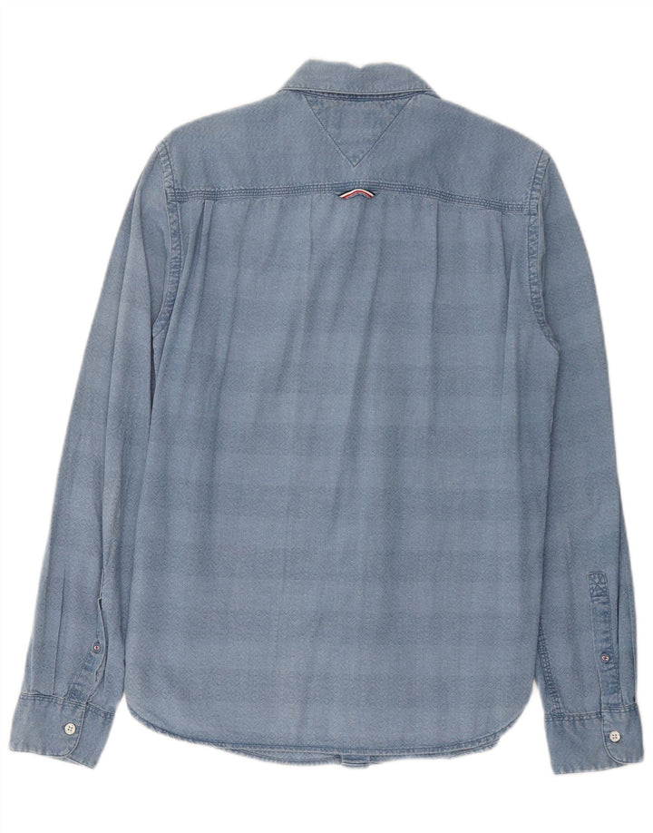 Męska koszula o regularnym kroju Tommy Hilfiger, mała, niebieska, geometryczna bawełna