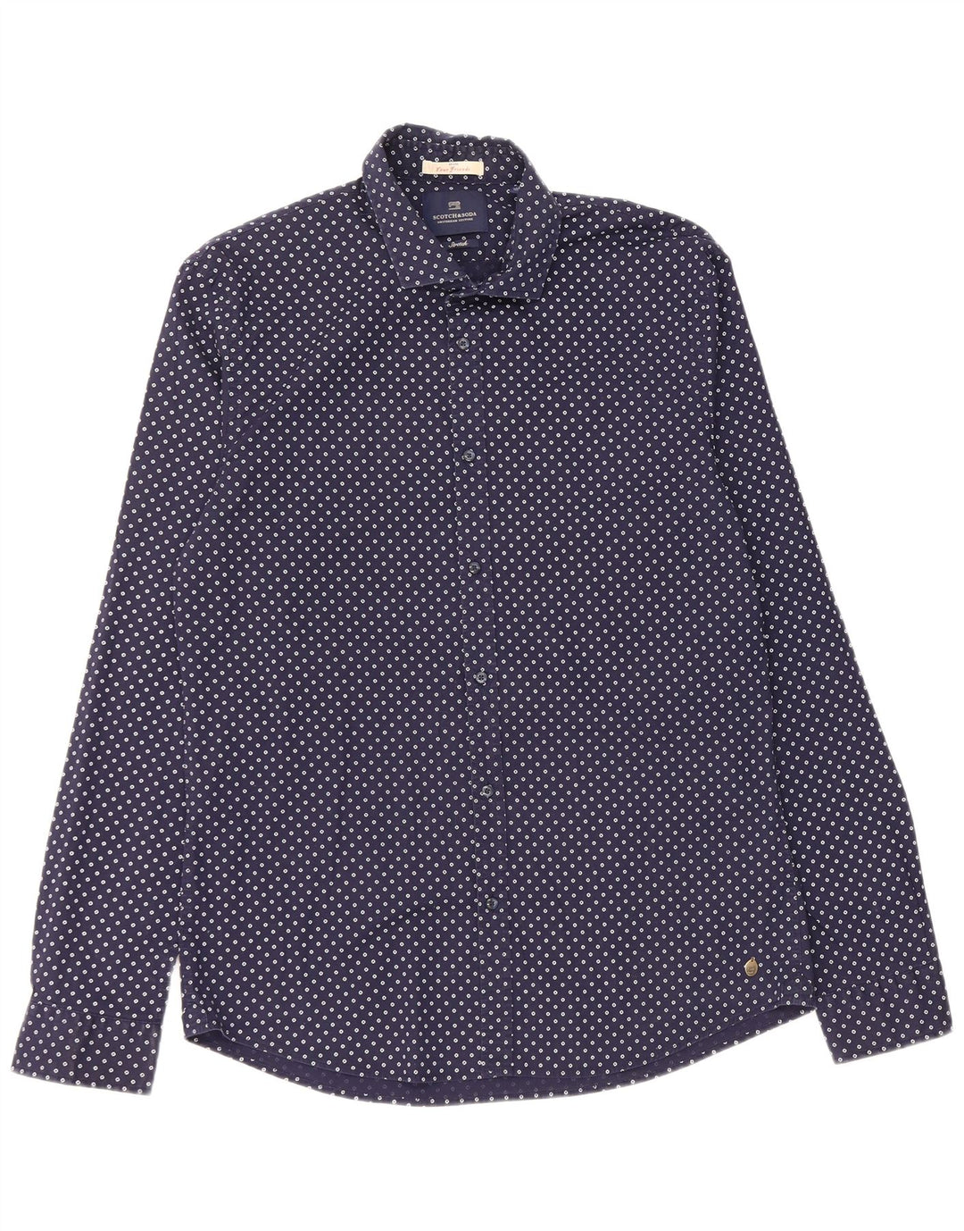 Koszula męska Scotch & Soda XL, bawełniana w granatowe cętki