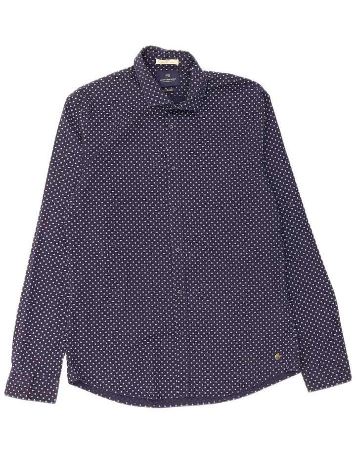Koszula męska Scotch & Soda XL, bawełniana w granatowe cętki