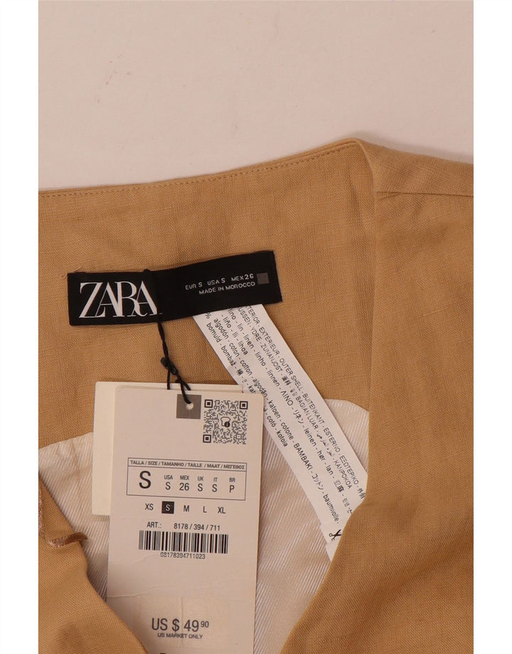 Kamizelka damska Zara UK 10 Small, beżowa, lniana