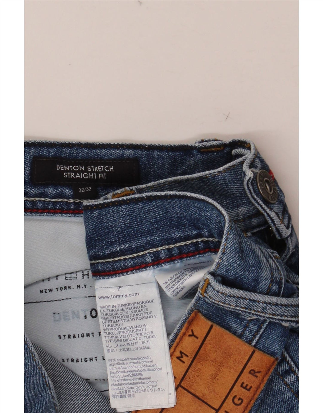 TOMMY HILFIGER Męskie dżinsy Denton Straight W32 L32 Niebieskie bawełniane