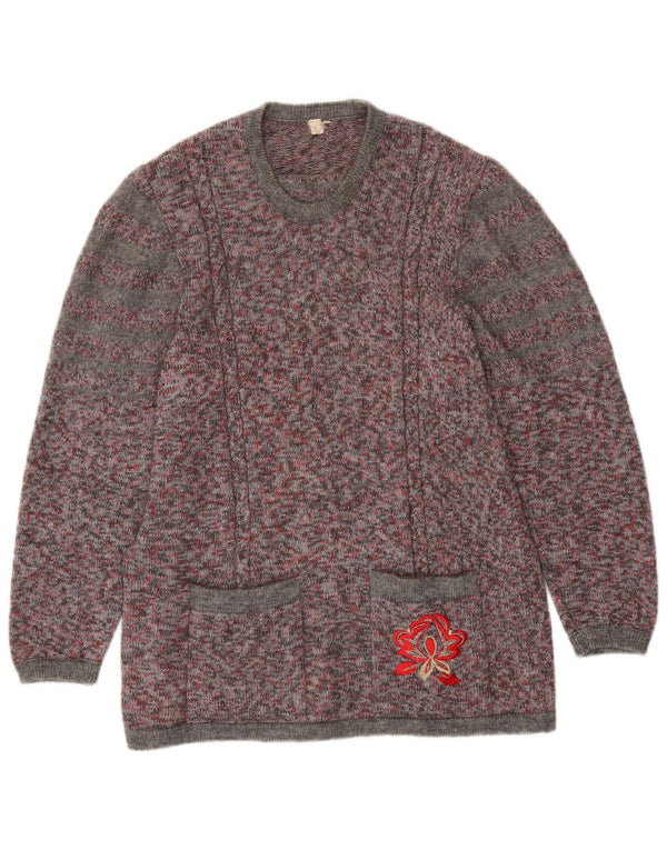 Sweter damski VINTAGE z okrągłym dekoltem UK 16, duży, wielokolorowy nakrapiany