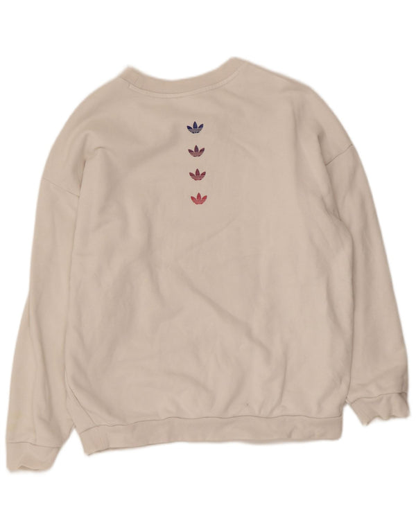Damska bluza Adidas Graphic Oversized Sweter UK 10 Small White Cotton