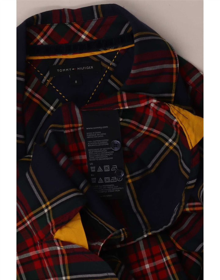 Damska koszula flanelowa Tommy Hilfiger US 8, średnia, granatowa, bawełniana w kratę