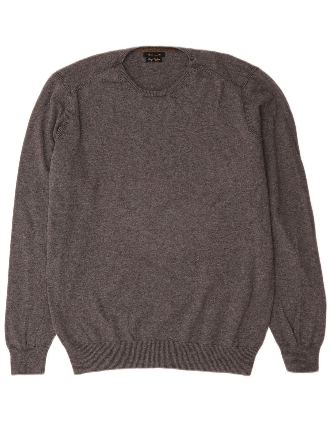 Męski sweter z okrągłym dekoltem Massimo Dutti XL, szary, bawełniany