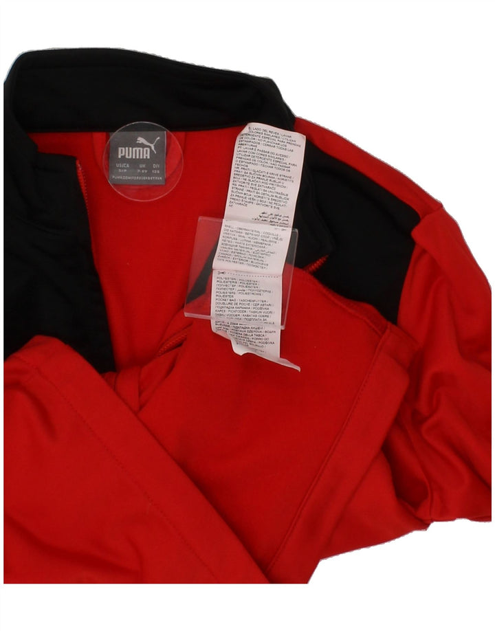 PUMA Boys Tracksuit Top Jacket 7-8 Years Red Colourblock Polyester Vintage Puma and Second-Hand Puma from Messina Hembry 