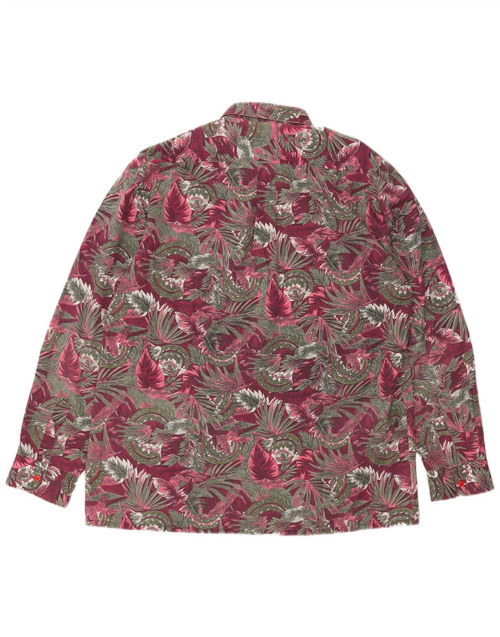 Koszula męska w stylu vintage, duża, różowa, w kwiaty
