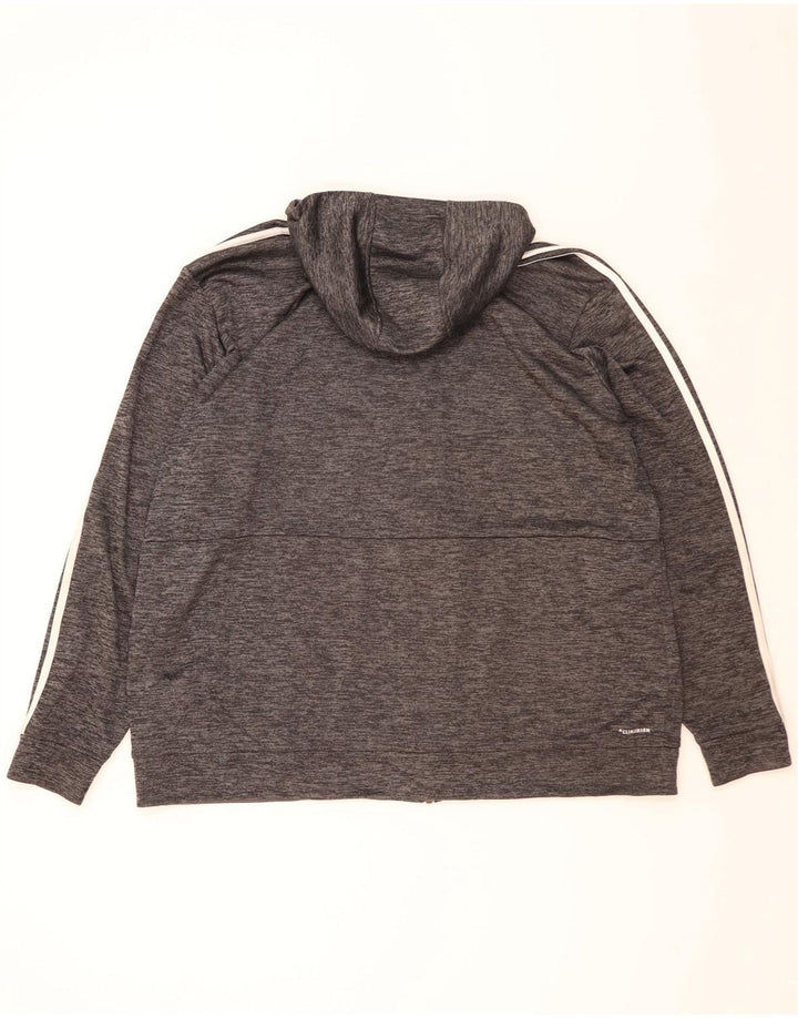 Męski sweter ADIDAS Climalite z kapturem i zamkiem błyskawicznym 2XL, szary, nakrapiany poliester