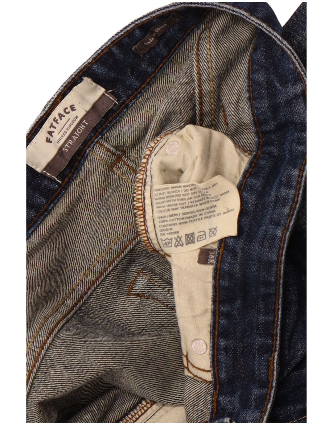 Męskie jeansy FAT FACE o regularnym kroju i prostym kroju W36 L31 Niebieska bawełna