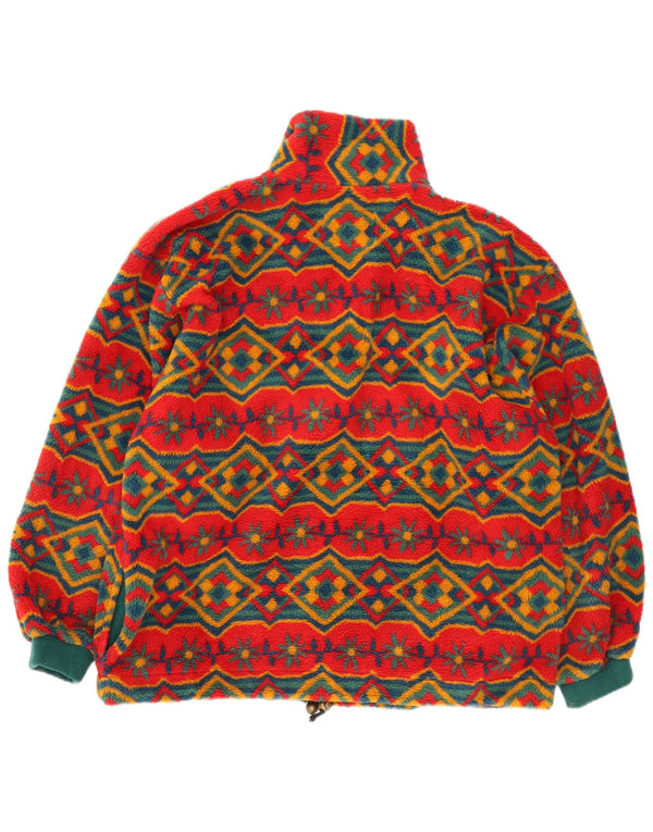 Vintage damska, oversize'owa kurtka polarowa UK 18 XL, czerwona, geometryczna