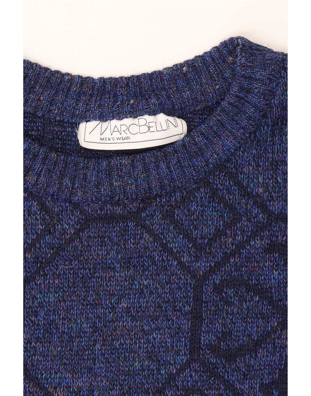 Vintage męski sweter z okrągłym dekoltem XL niebieski geometryczny