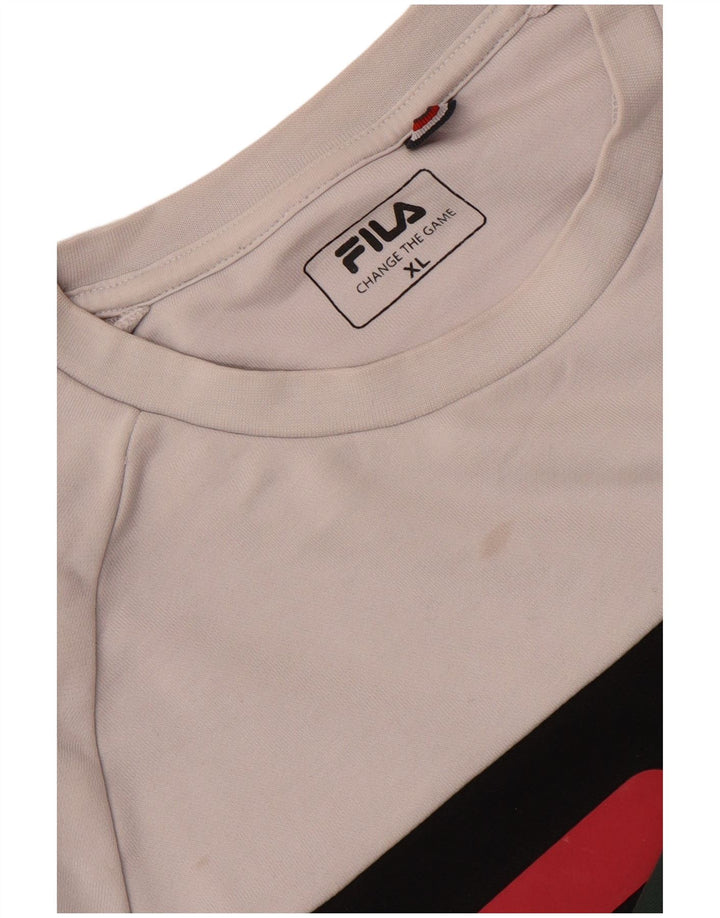 Męska bluza z grafiką Fila XL, zielona, z blokami kolorów