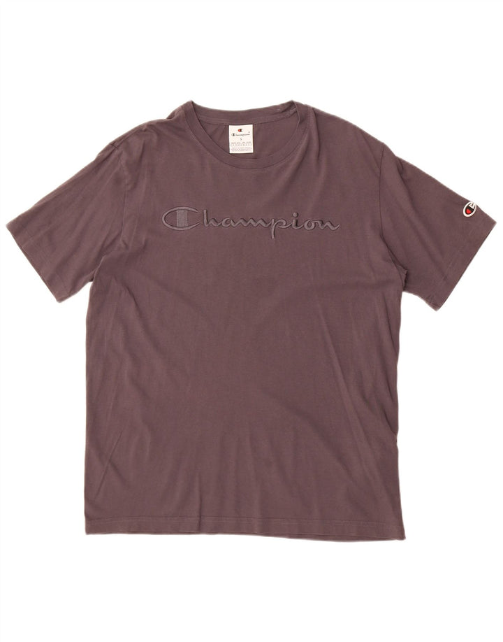 Męski T-shirt Champion z grafiką, mały, szary, bawełniany