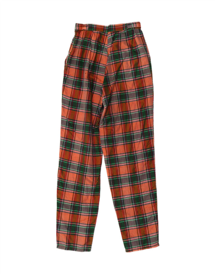 VINTAGE Womens Chino Trousers IT 40 Small W24 L28 Multicoloured Check