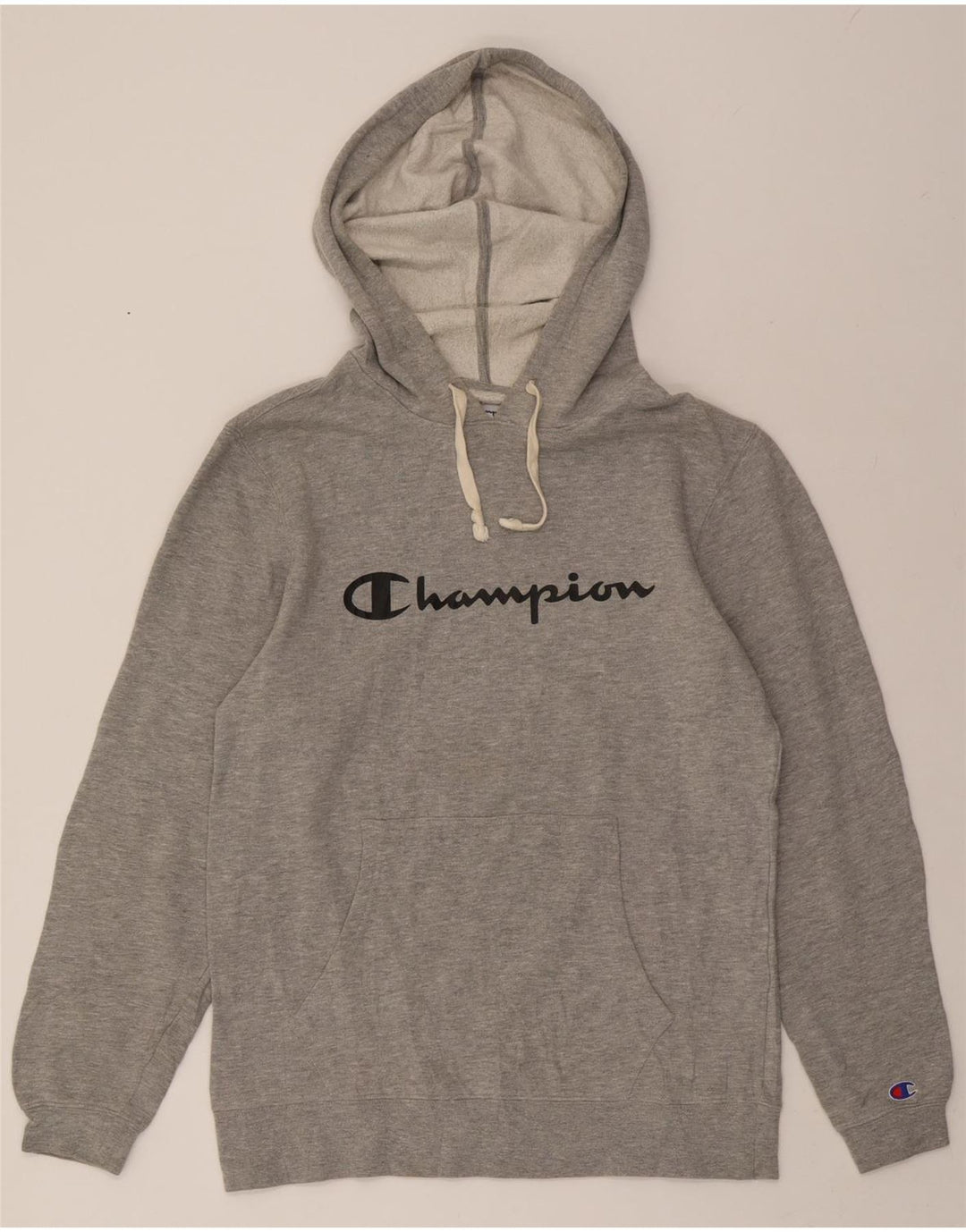 CHAMPION Mens Graphic Hoodie Jumper Medium Grey Cotton Vintage Champion and Second-Hand Champion from Messina Hembry 
