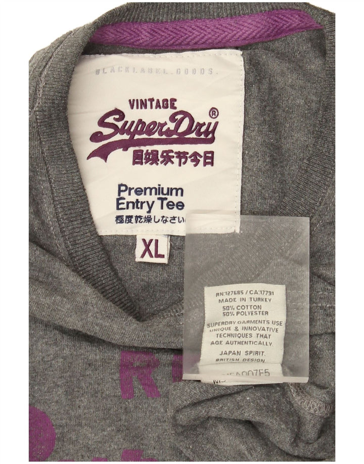 Męski T-shirt Superdry z grafiką, top XL, szara bawełna