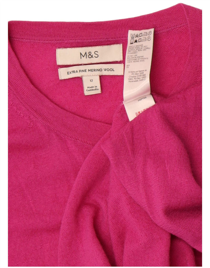 Marks & Spencer Damski sweter kardigan UK 12 Średni różowy Wełna Merino