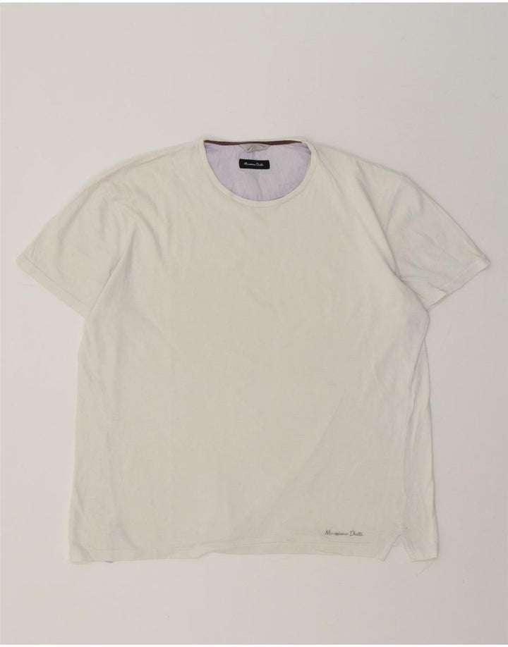 Męski T-shirt Massimo Dutti, duży, w kolorze złamanej bieli