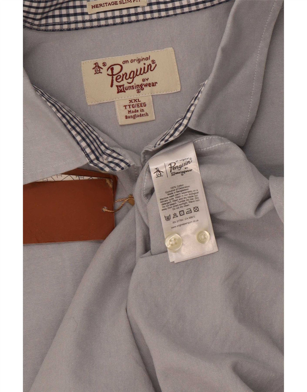 Koszula męska Penguin Heritage Slim Fit 2XL, niebieska, bawełniana