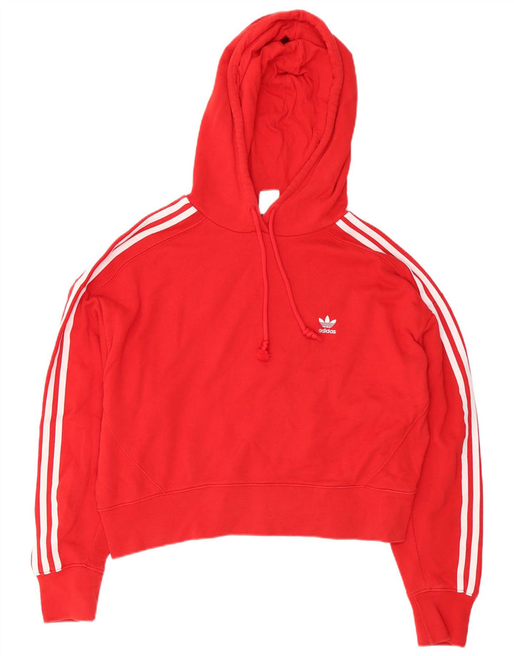 Damska bluza z kapturem Adidas Crop Oversized UK 12 Średnia czerwona bawełna
