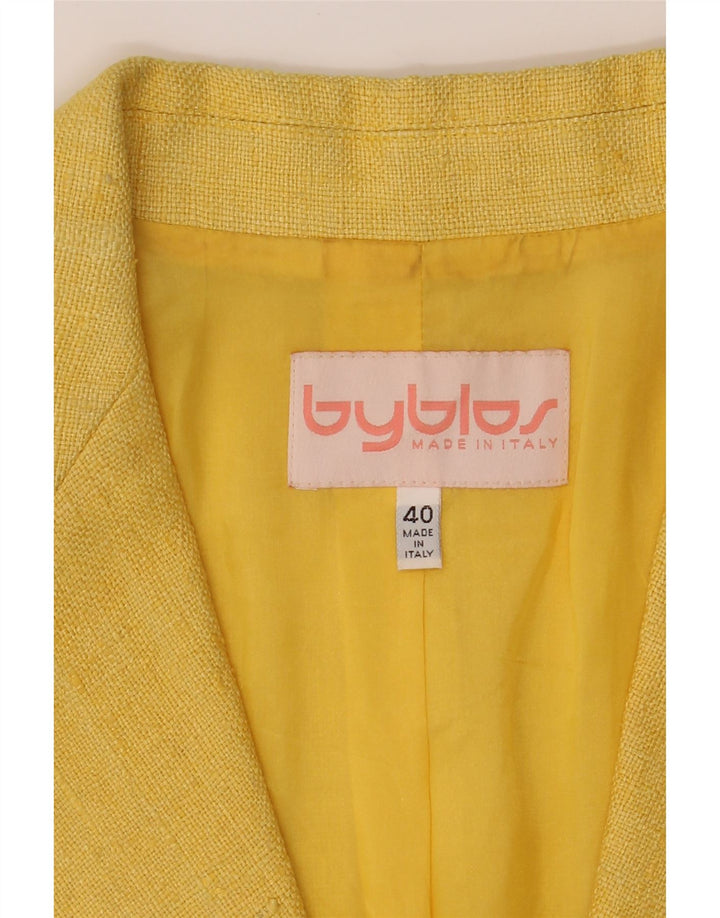 BYBLOS Womens 2 Button Blazer Jacket IT 40 Small Yellow Vintage Byblos and Second-Hand Byblos from Messina Hembry 
