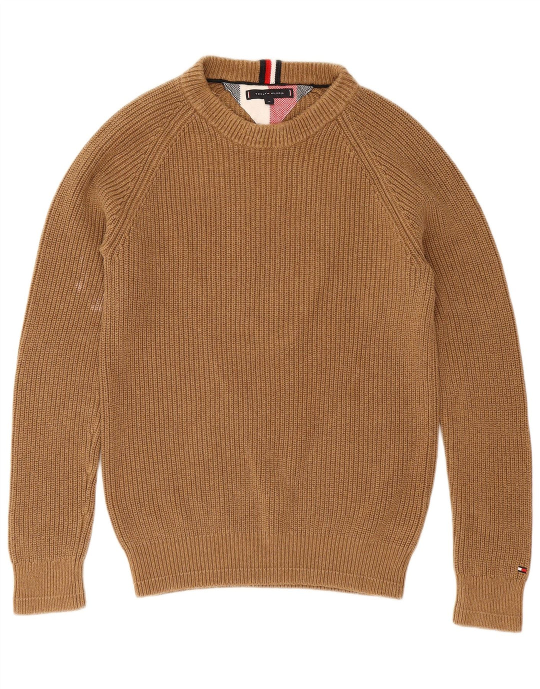 Męski sweter Tommy Hilfiger z dekoltem w łódkę, średniobrązowy, bawełniany