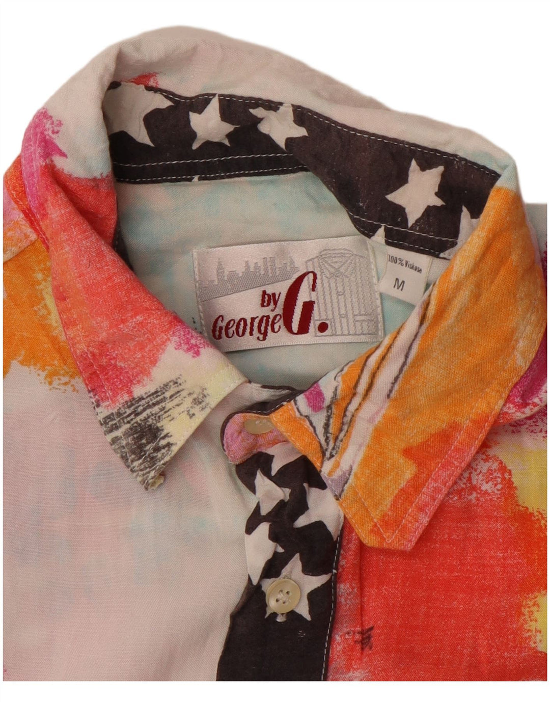 Koszula męska z krótkim rękawem w stylu vintage, abstrakcyjny wzór, średnia, wielobarwna