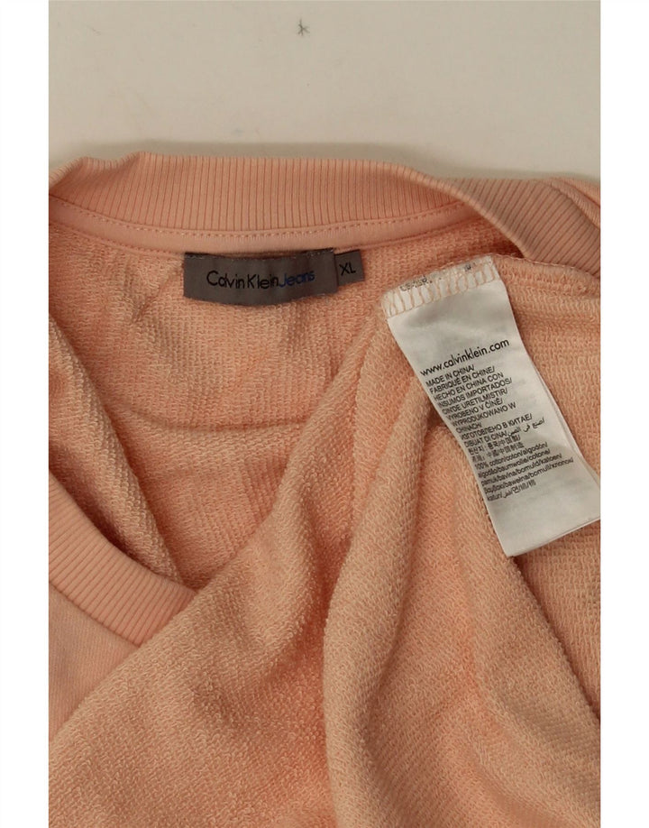 Męska bluza z grafiką CALVIN KLEIN XL, różowa, bawełniana