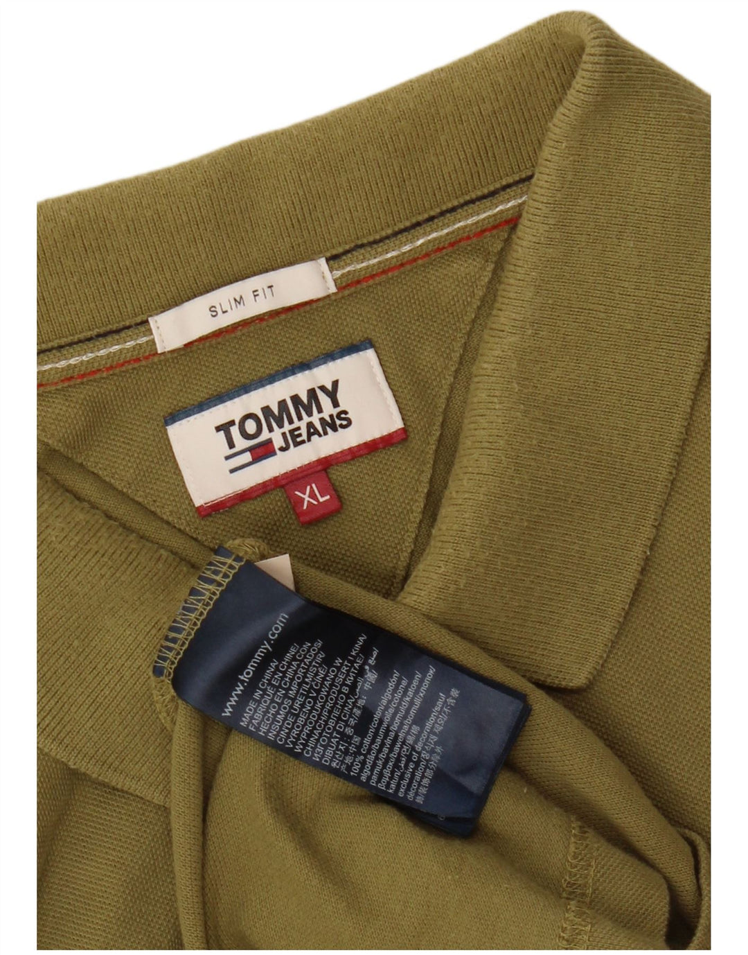 Męska koszulka polo slim fit TOMMY HILFIGER XL, bawełniana w kolorze khaki