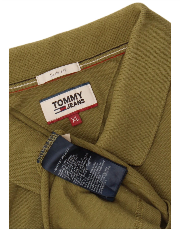 Męska koszulka polo slim fit TOMMY HILFIGER XL, bawełniana w kolorze khaki