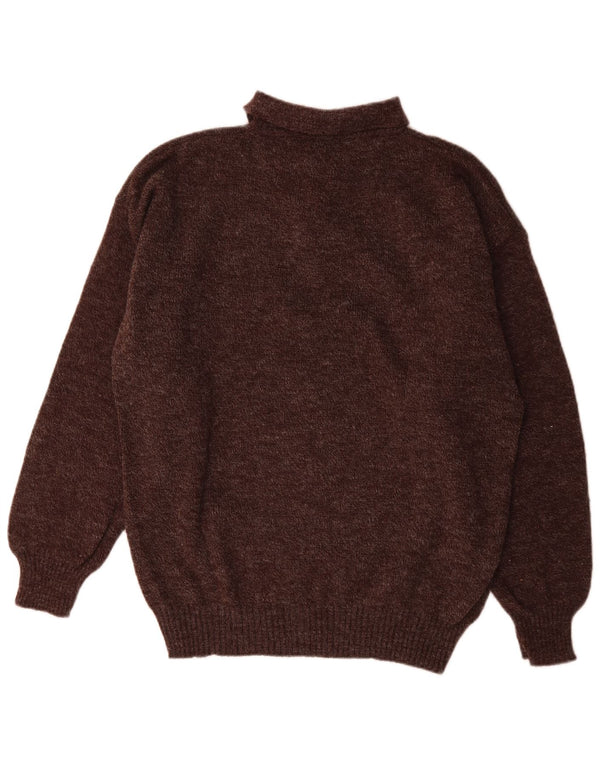 Męski sweter z golfem w stylu vintage IT 54 XL Brązowy Argyle/Diamentowa wełna