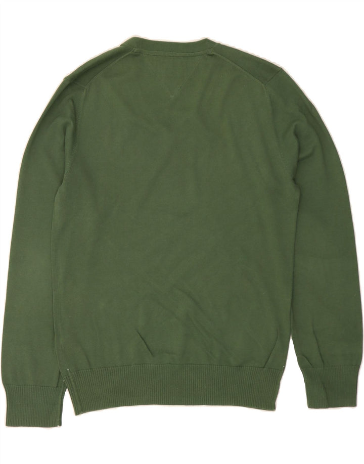 TOMMY HILFIGER Mens Heritage V-Neck Jumper Sweater Medium Green Vintage Tommy Hilfiger and Second-Hand Tommy Hilfiger from Messina Hembry 