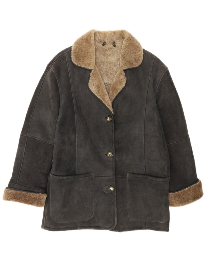 Damska kurtka shearling Your Sixth Sense UK 18 XL, szara skóra