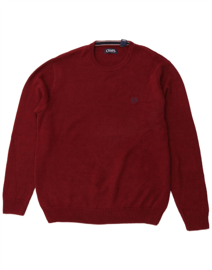 Męski sweter z okrągłym dekoltem CHAPS, duży, bordowy, bawełniany