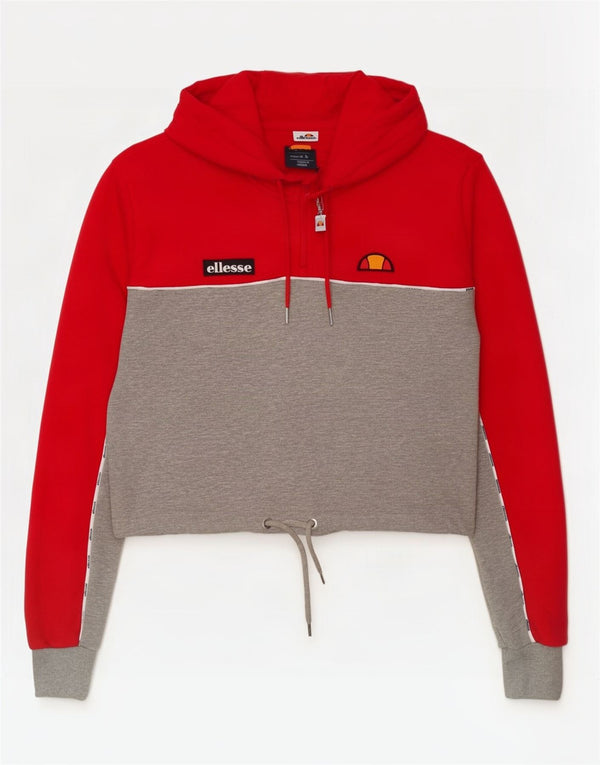 Damski sweter z kapturem Ellesse, oversize, UK 8, mały, czerwony, blok kolorów