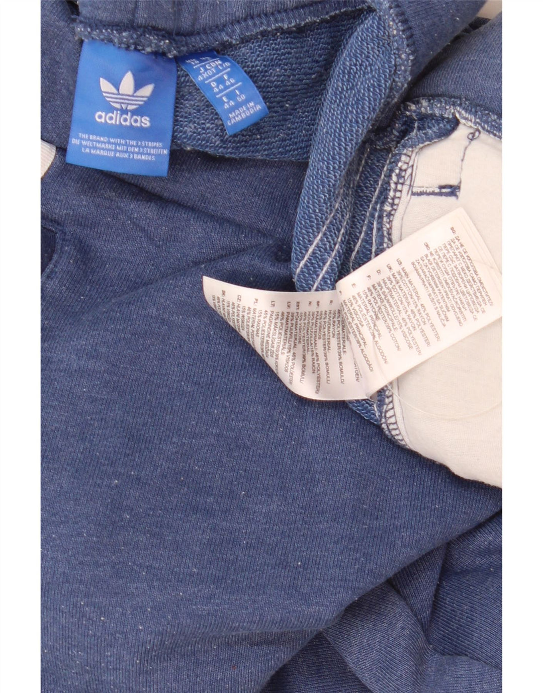 Damskie spodnie dresowe Adidas Capri UK 16, duże, niebieskie, poliestrowe