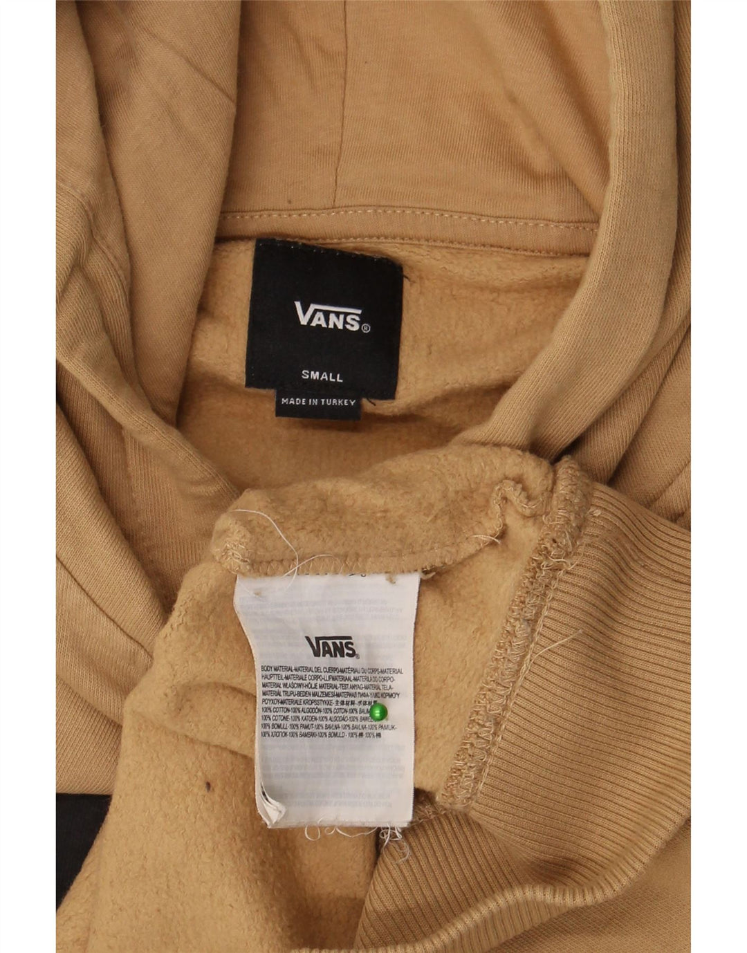 Męski sweter z kapturem Vans z grafiką, mały, beżowy, bawełniany