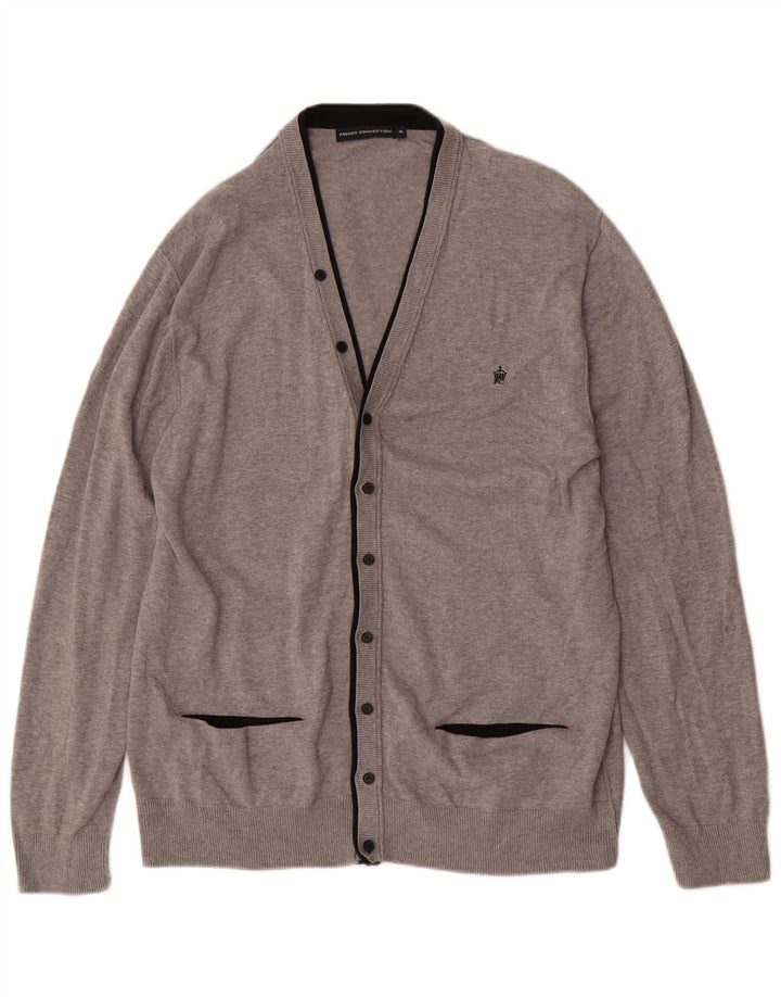 Męski sweter rozpinany French Connection XL, szara bawełna