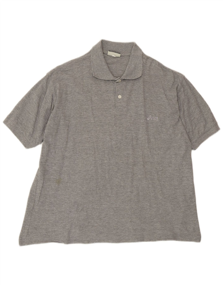 Męska koszulka polo ASICS, duża, szara, bawełniana w plamki