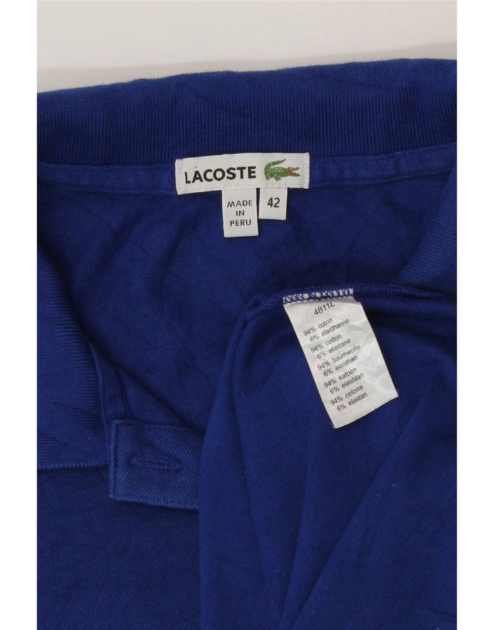 Damska koszulka polo Lacoste, rozmiar 42, duża, niebieska, bawełniana