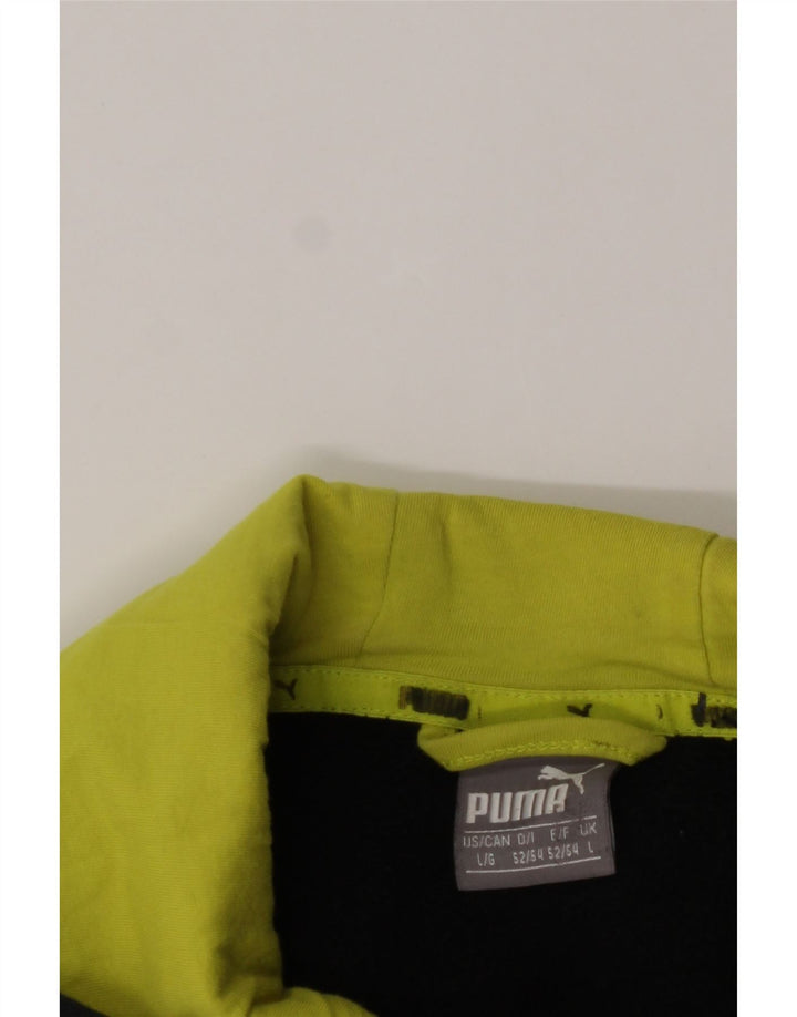 PUMA Mens Graphic Zip Hoodie Sweater Large Black Cotton Vintage Puma and Second-Hand Puma from Messina Hembry 